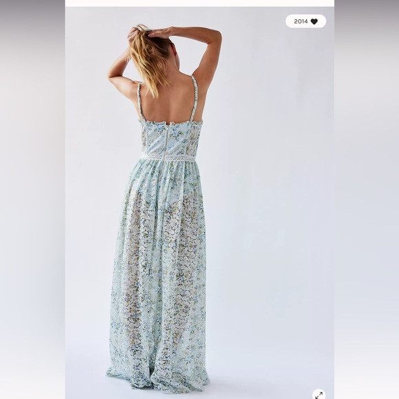 Free People For Love & Lemons Cecelia Lace Bodysuit Bustier Maxi Dress - Picture 3 of 8